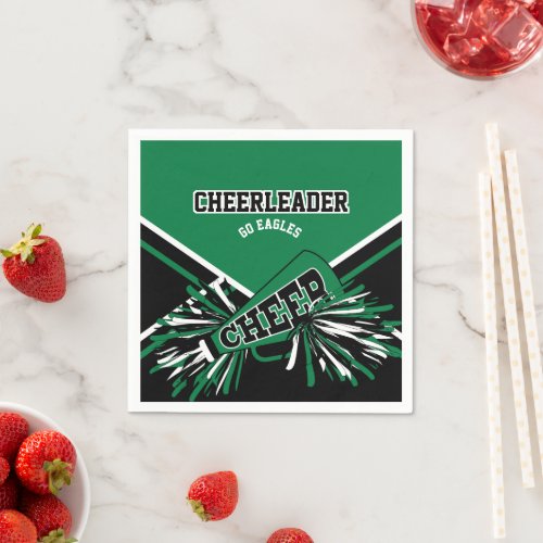 Cheerleader in Green White and Black Napkins