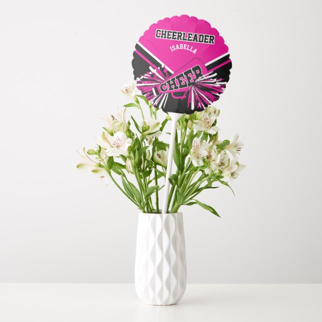 Cheerleader in Hot Pink, Black and White Balloon (Vase)