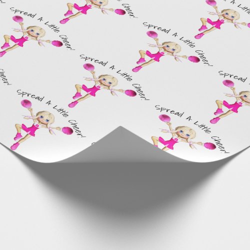 Cheerleader In Hot Pink Spread A Little Cheer Wrapping Paper