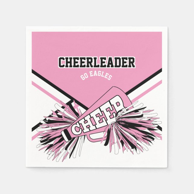 Cheerleader in Pink, White and Black Napkins (Front)