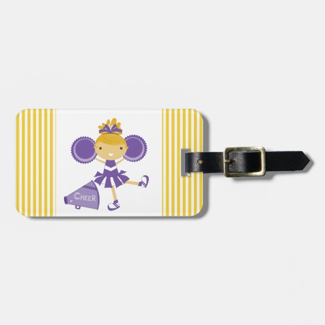 Cheerleader in Purple Luggage Tag (Front Horizontal)