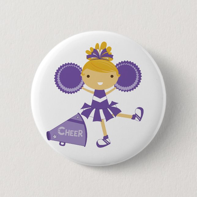 Cheerleader in Purple Pinback Button (Front)