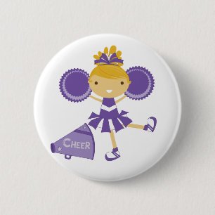 Cheerleader in Purple Pinback Button