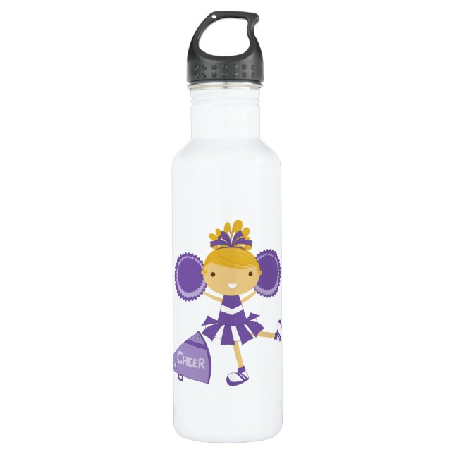 Cheerleader in Purple Water Bottle (Front)
