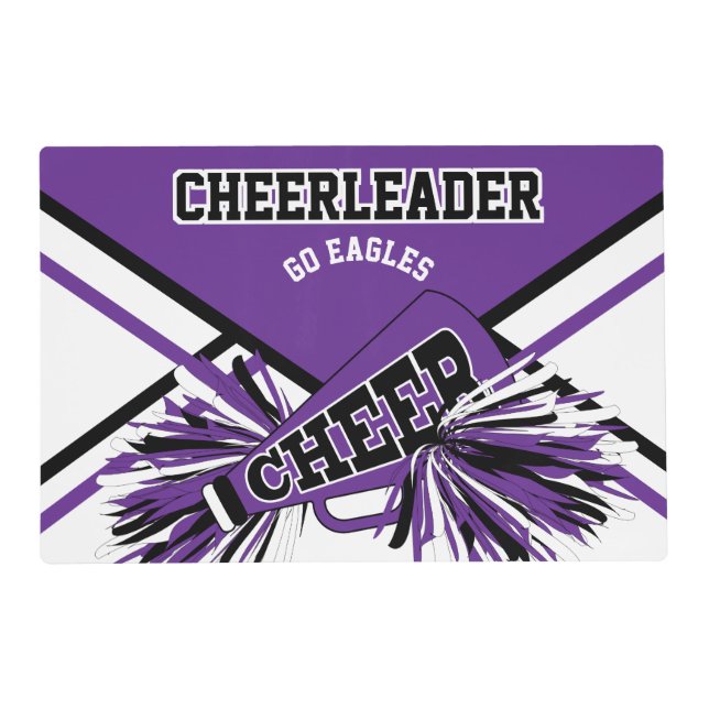 Cheerleader in Purple, White and Black Placemat (Front)