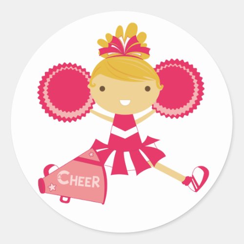 Cheerleader in Red Classic Round Sticker
