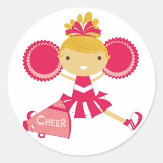 Cheerleader in Red Classic Round Sticker
