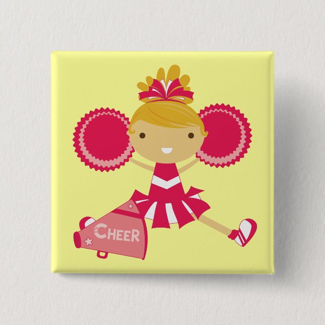 Cheerleader in Red Pinback Button (Front)