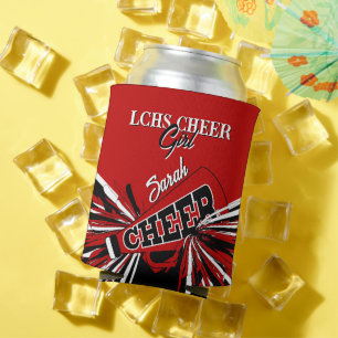 Cheerleader in Red, White and Black Can Cooler