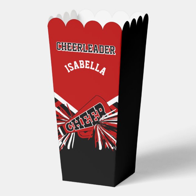 Cheerleader in Red, White and Black Favor Boxes (Front)