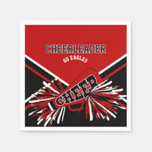Cheerleader in Red, White and Black Napkins