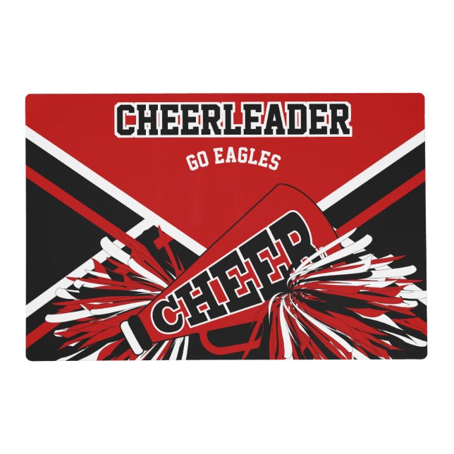 Cheerleader in Red, White and Black Placemat (Front)