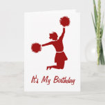 Cheerleader In Silhouette Birthday Party Card at Zazzle