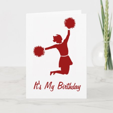 Cheerleader In Silhouette Birthday Party Card
