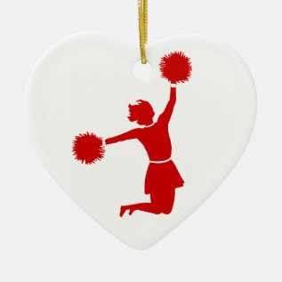 Cheerleader In Silhouette Heart Shape Ornament at Zazzle