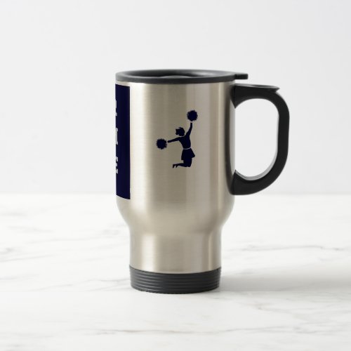 Cheerleader In Silhouette Jumping Travel Mug