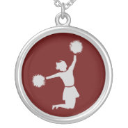 Cheerleader In Silhouette Sterling Silver Necklace at Zazzle