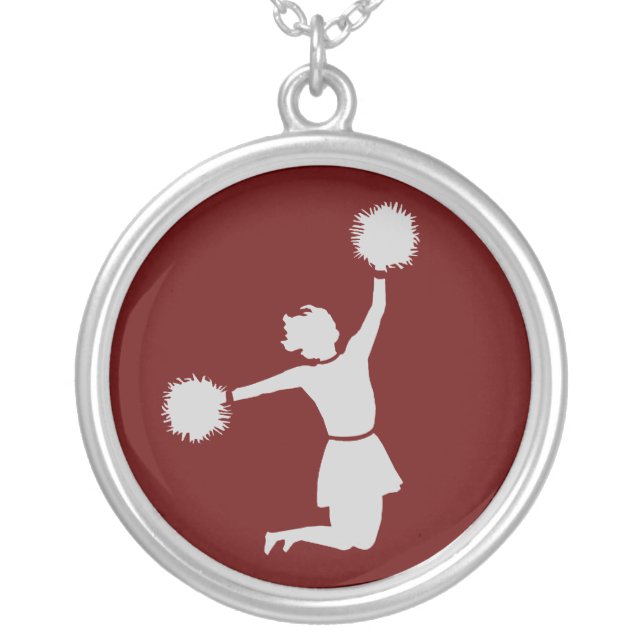 Cheerleader In Silhouette Sterling Silver Necklace (Front)