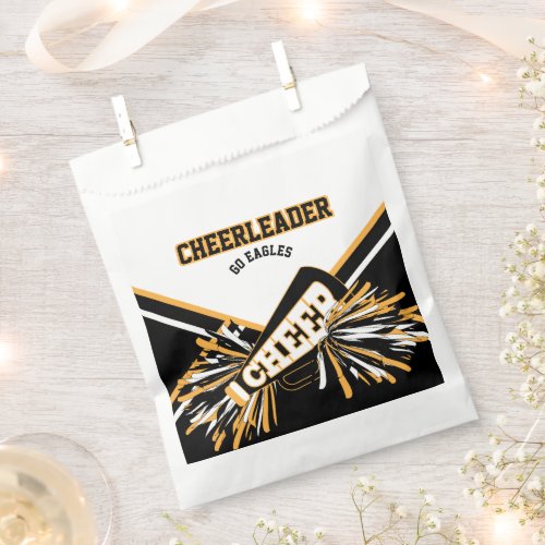 Cheerleader in White Gold and Black Favor Bag