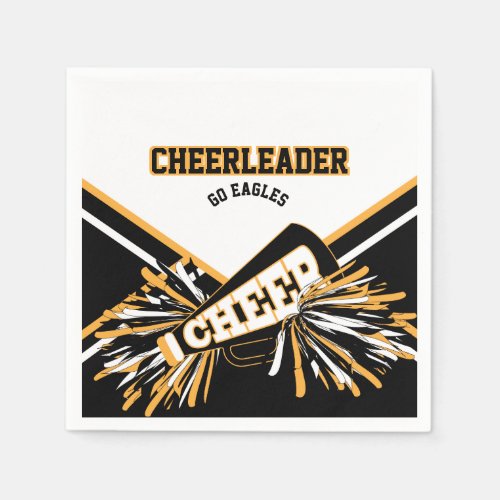 Cheerleader in White Gold and Black Paper Napkins