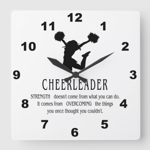 Cheerleader inspirational Quote Square Wall Clock