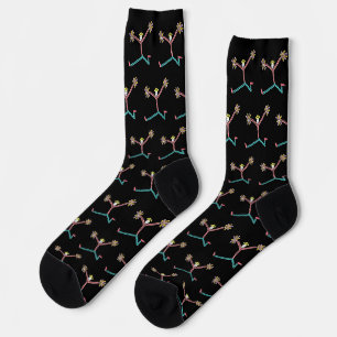 Cheerleader Leaping Stick Figure Socks