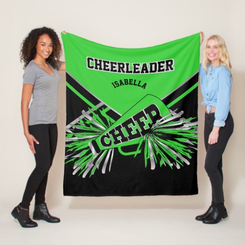  Cheerleader _ Lime Green Silver  Black 2 Fleece Blanket