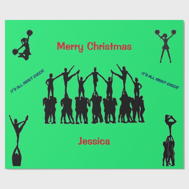 Cheerleader "Merry Christmas" Wrapping Paper (Flat)