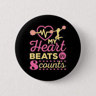 Cheerleader My Heart Beats In 8 Counts Cheerleadin Button