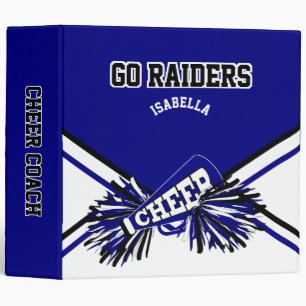 Cheerleader - Navy Blue, Black, White 3 Ring Binder