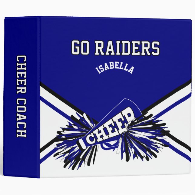 Cheerleader - Navy Blue, White & Black 3 Ring Binder (Front/Spine)
