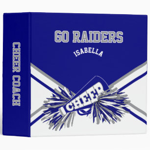 Cheerleader - Navy Blue, White & Gray 2 3 Ring Binder