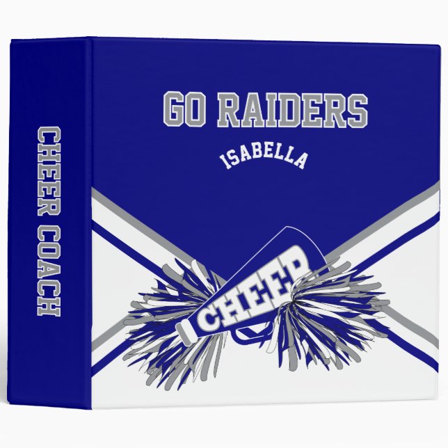 Cheerleader - Navy Blue, White & Gray 2 3 Ring Binder (Front/Spine)