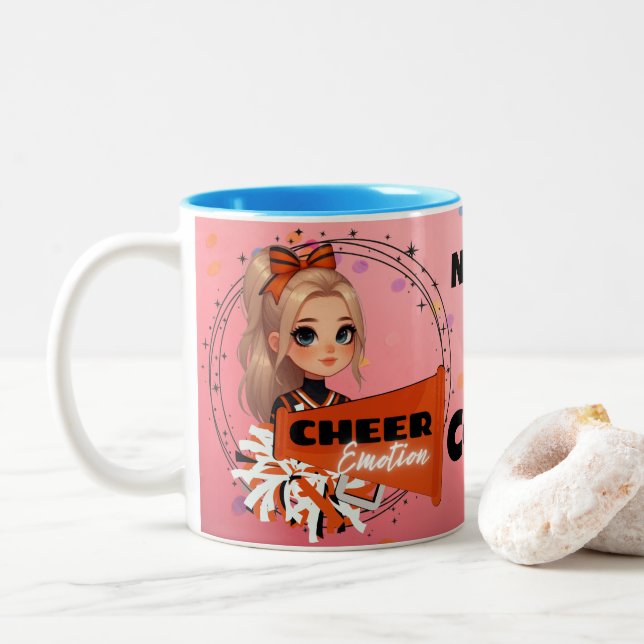 Cheerleader, Never forget that you are COURAGEOUS! Two-Tone Coffee Mug (With Donut)