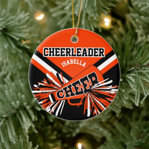 Cheerleader _ Orange Black and White 2 Ceramic Ornament
