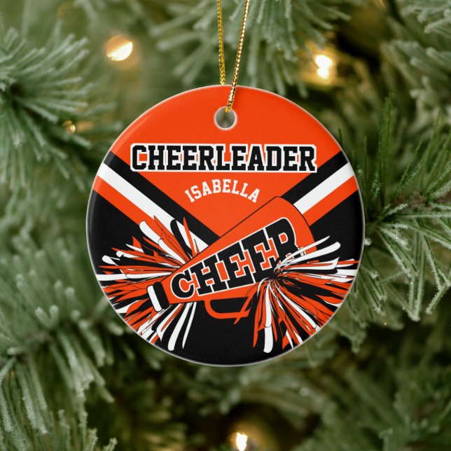 Cheerleader - Orange, Black and White 2 Ceramic Ornament (Tree)