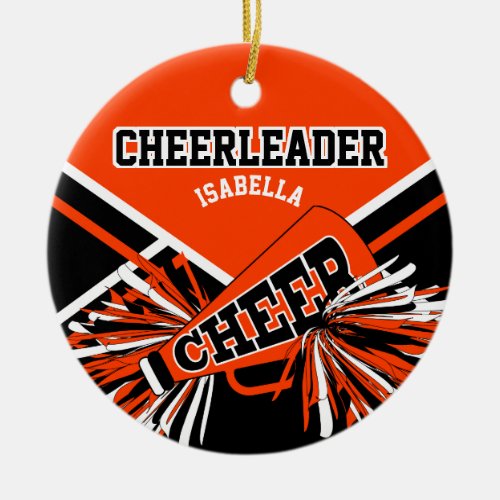 Cheerleader  _ Orange Black and White Ceramic Ornament