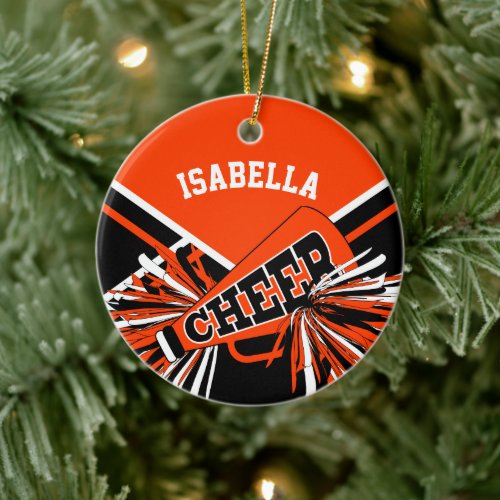 Cheerleader   _ Orange Black and White Ceramic Ornament