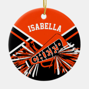 Cheerleader  📣💖 - Orange, Black and White Ceramic Ornament