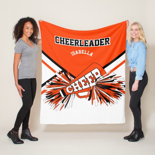  Cheerleader _ Orange Black  White Fleece Blanket