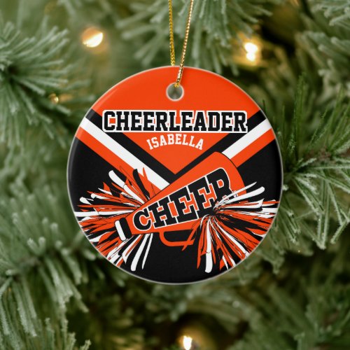 Cheerleader  _ Orange _ One Side Print Ceramic Ornament