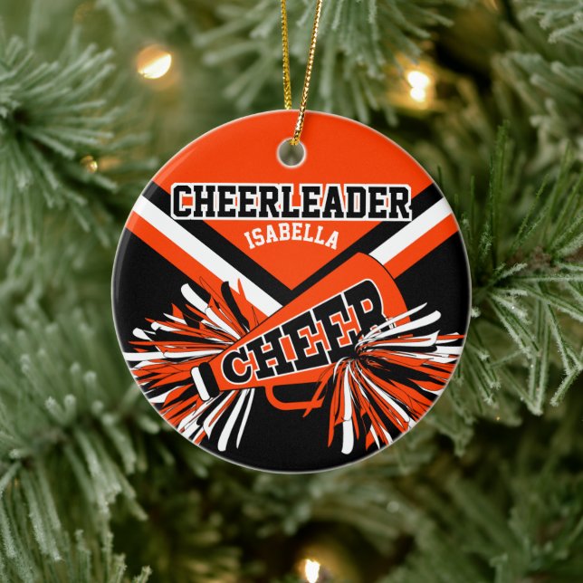 Cheerleader 📣💖 - Orange - One Side Print Ceramic Ornament (Tree)