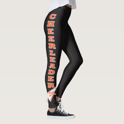 Cheerleader Orange Typography Letters Leggings
