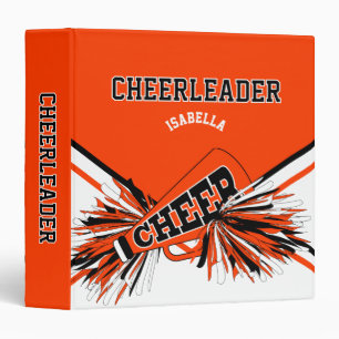 Cheerleader - Orange, White and Black 3 Ring Binder