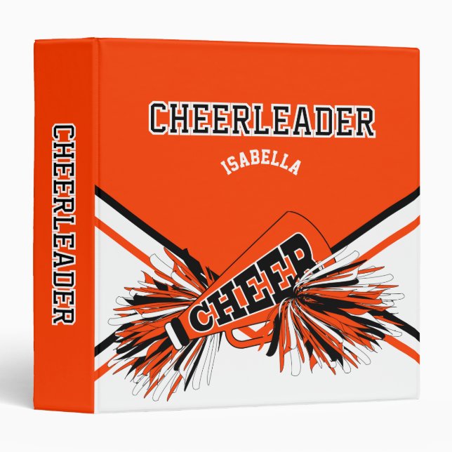 Cheerleader - Orange, White and Black 3 Ring Binder (Front/Spine)