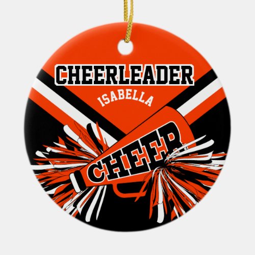 Cheerleader _ Orange White and Black Ceramic Ornament