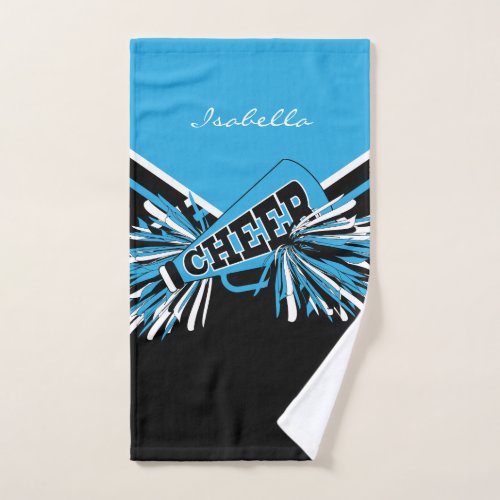 Cheerleader Outfit in Baby Blue Black  White Hand Towel
