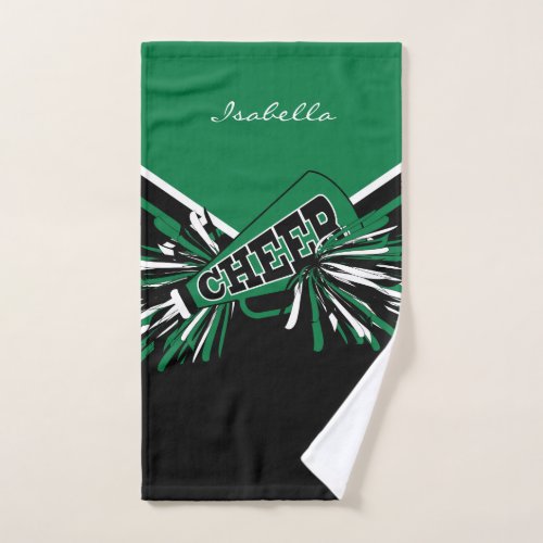 Cheerleader Outfit in Black Kelly Green White  Hand Towel
