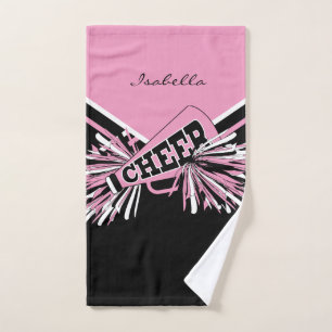 Cheerleader Outfit in Black, Pink and White Hand Towel