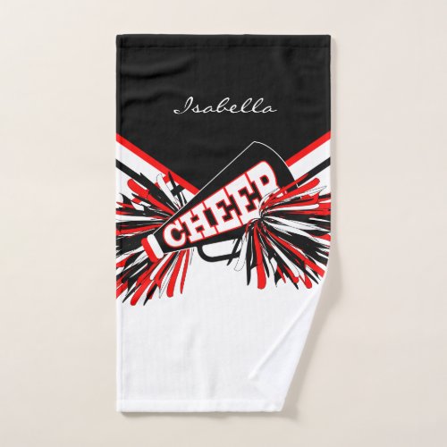 Cheerleader Outfit in Black White and Red Hand Towel